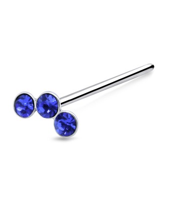 3 Stones Straight Nose Stud Silver NSKA-94